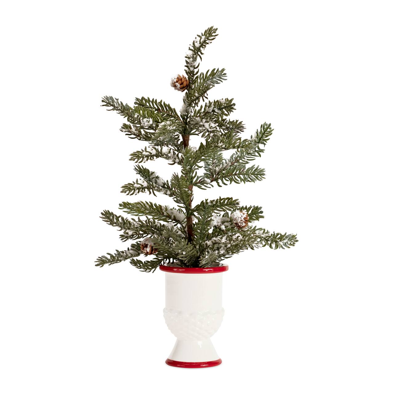 2 Pack 20" Unlit Snowy Pine Artificial Potted Christmas Tree Set